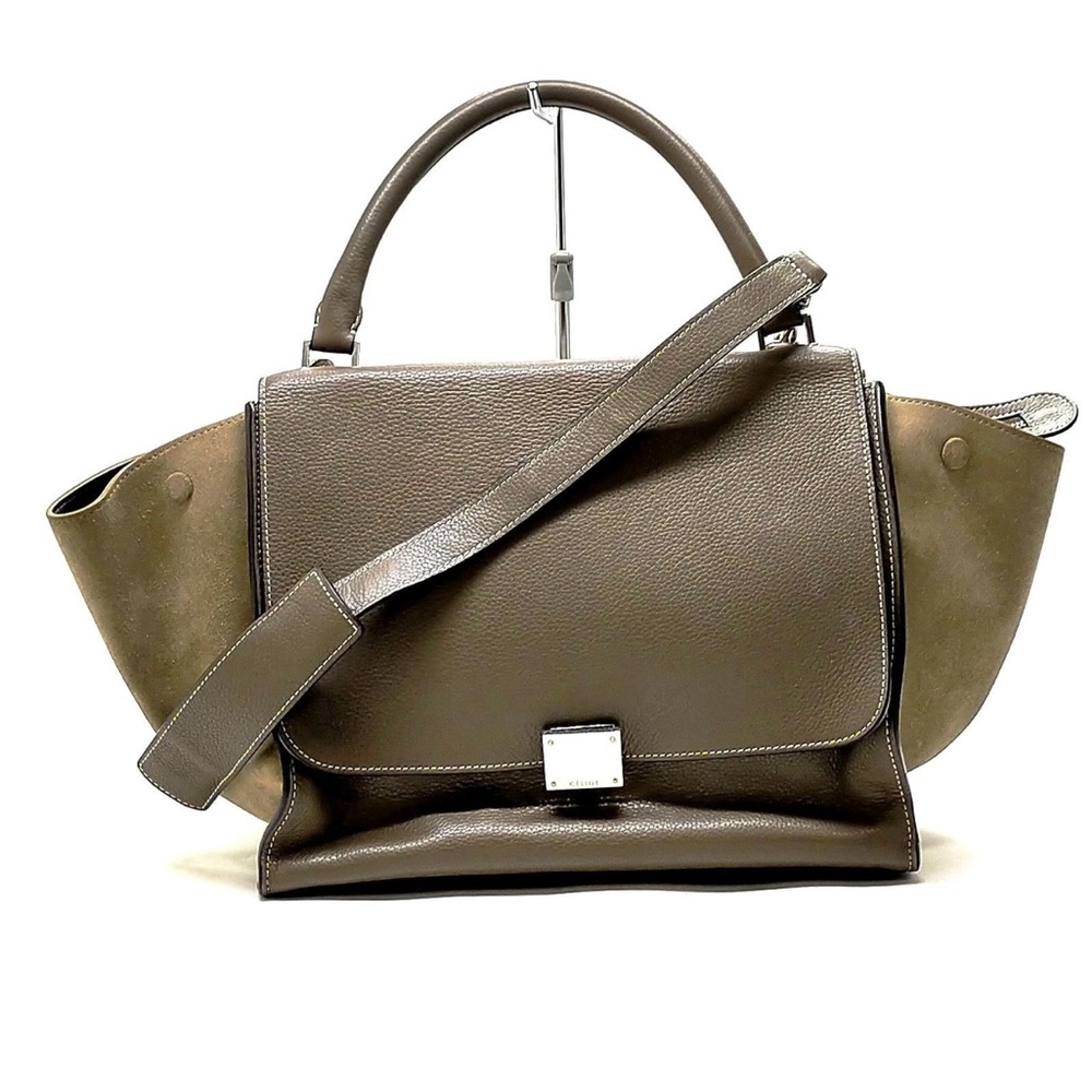 Celine Trapeze Medium Taupe Leather Handbag